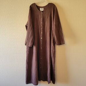 Flax Maroon Button Down Dress